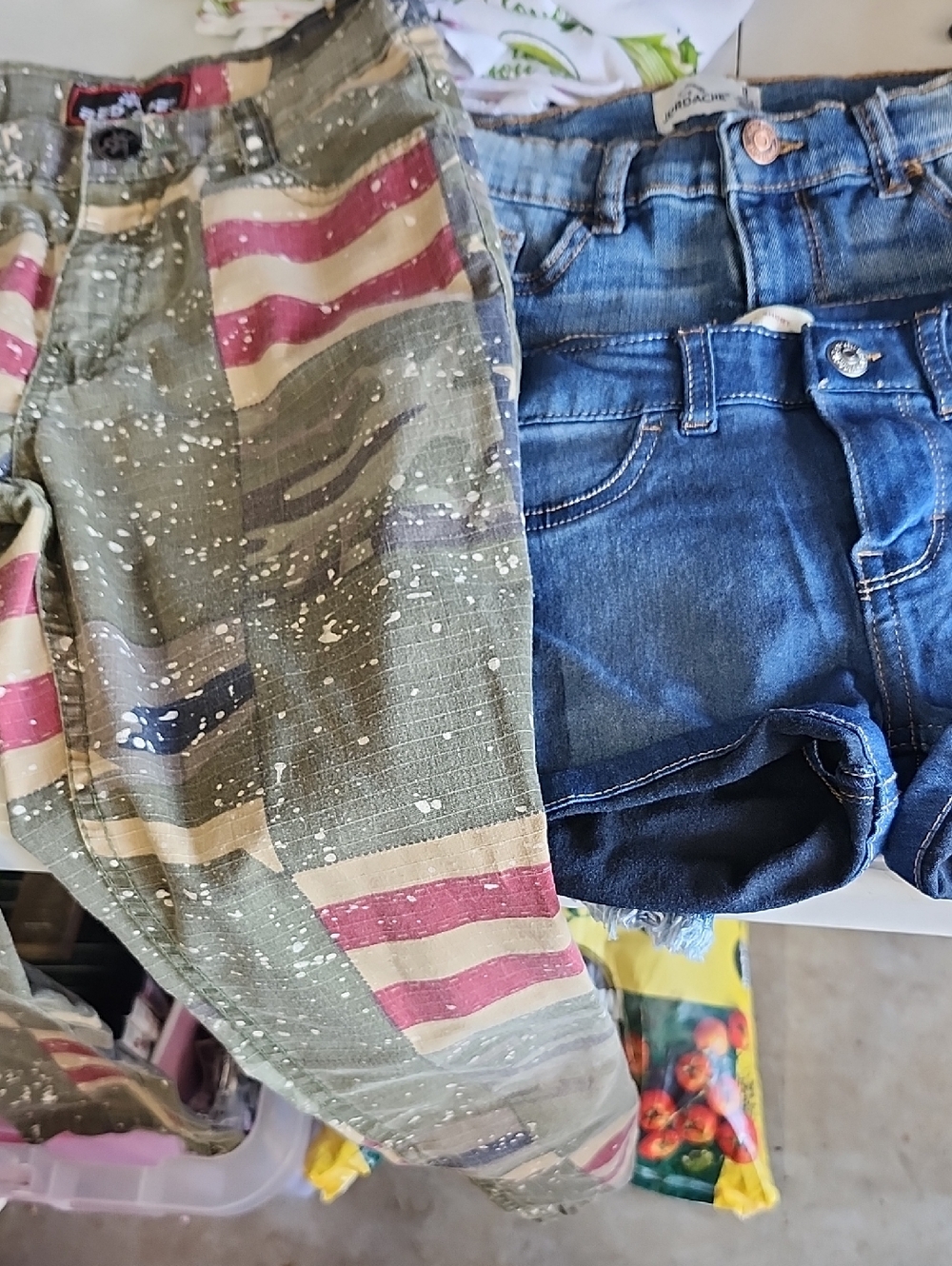 Levi's Kids Blue Denim Shorts & Green Striped Cargo Pants Jordache Shorts